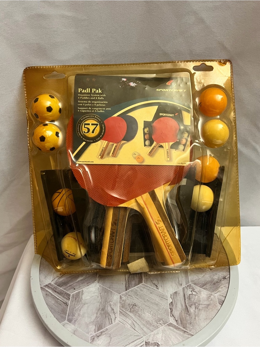 Sportcraft Padl Pak Table Tennis Organizer Set 4 Paddles 8 Balls Sealed